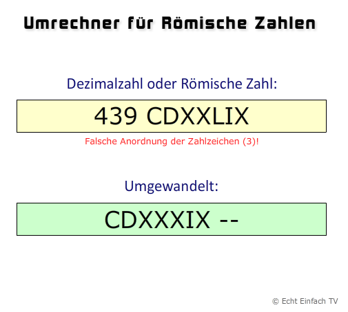 römische zahlen umrechnen