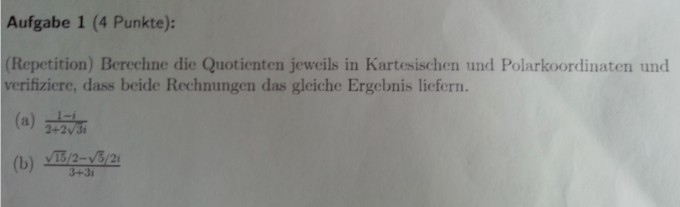 Quotienten in kartesischer und Polarform berechnen und ...