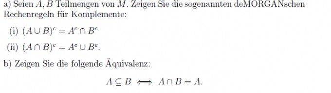 Rechenregel für Komplemente von Mengen und Teilmengen beweisen ...
