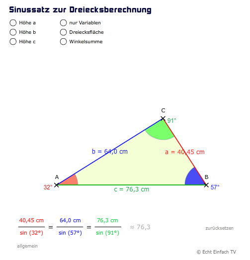 lösung mit sinussatz