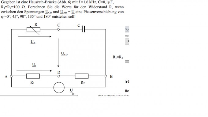 Hausrath Brücke. Widerstand berechnen. Gegeben: Spannung ...