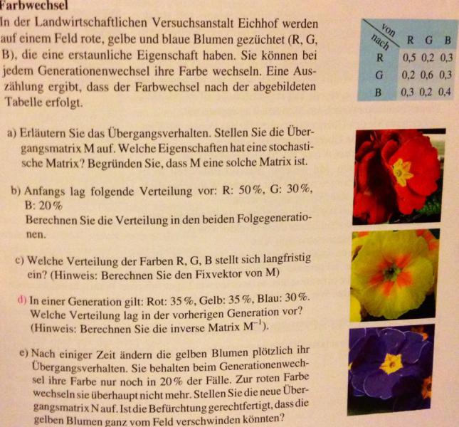 Übergangsmatrix! Farbwechsel bei Generationenwechsel von ...