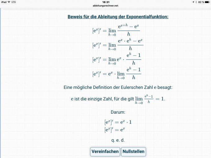 Warum ist die Ableitung von e^x = e^x? | Mathelounge