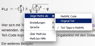 mathjax menu