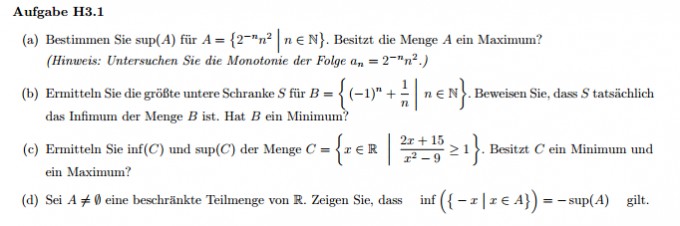 Folgen auf Supremum, Infumum, Maximum und Minimus ...