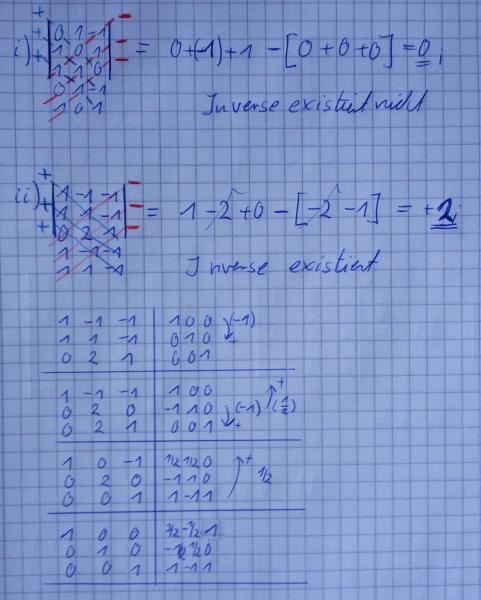 Berechnung der Determinante und der Inversen einer Matrix
