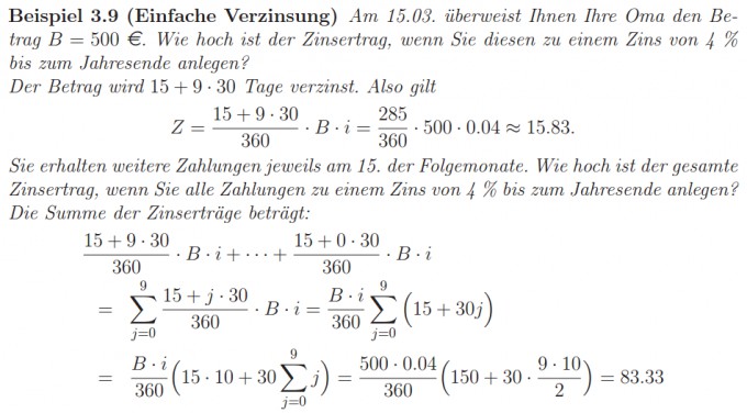 Arithmetische Folge und einfache Verzinsung – kann mir jemand diesen