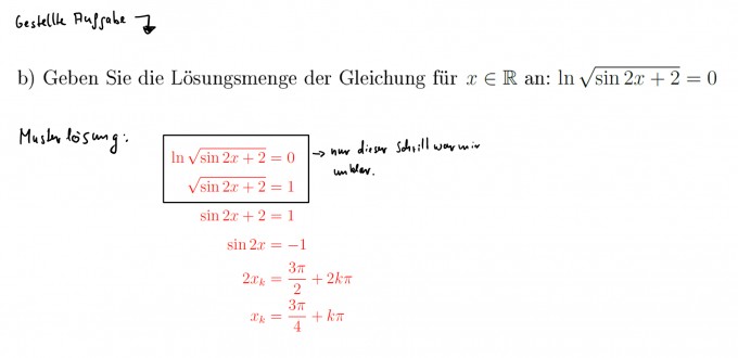 Logarithmische "ln" Funktion umstellen mit ln*sqrt(sin 2x + 2) = 0