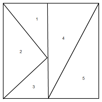 Wie mache ich aus einem Quadrat 5 Dreiecke? | Mathelounge