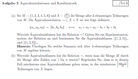 Äquivalenzklassen und Kombinatorik. Repräsentantensystem ...