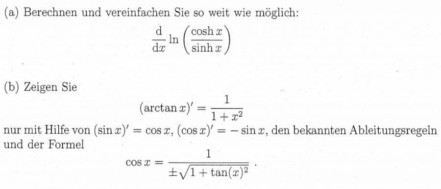 Ableitung ( arctan x) ' = 1/ (1+x^2) herleiten und d/dx ln( cosh x
