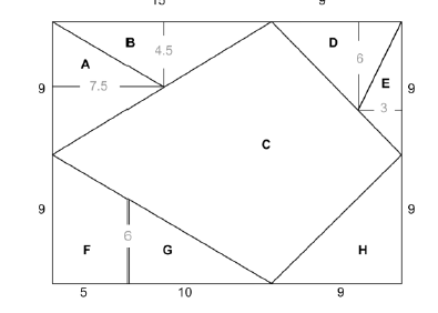 Berechne den Flächeninhalt C (Masse in cm)