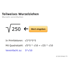 programm wurzeln vereinfachen - teilweises wurzelziehen