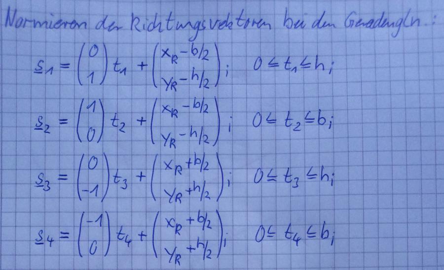 Geraden mit normierten Richtungsvektoren