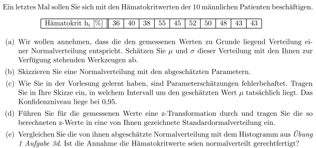 Normalverteilung Hamatokritwerte Mathelounge