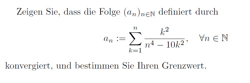 Grenzwertbestimmung Reihe (Summenfolge) Summe von k^2/(n^4 ...