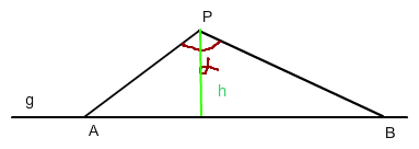Gleichschenkliges Dreieck in 2 Rechtwinklige unterteilt