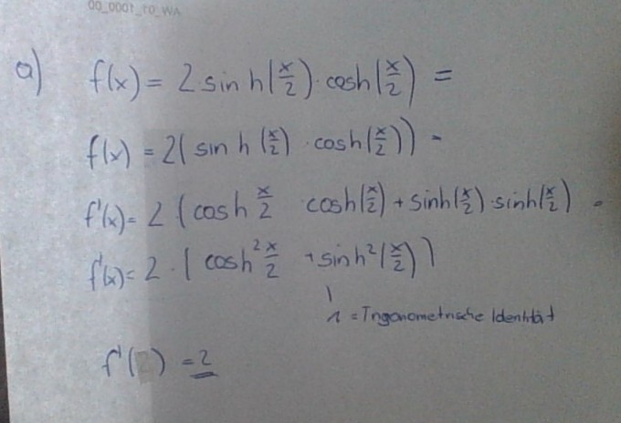 Ableitung Cosinushyperbolikus / Sinushyperbolikus f(x) = 2 sinh(x/2