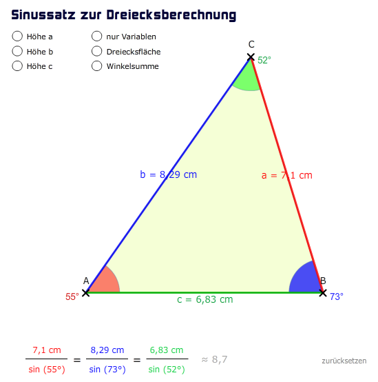 dreieck und sinussatz