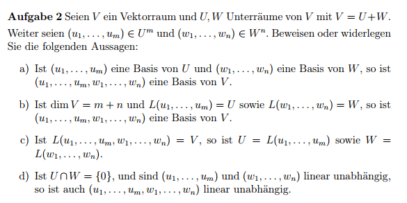 Beweise zu Vektorräume und Basen | Mathelounge