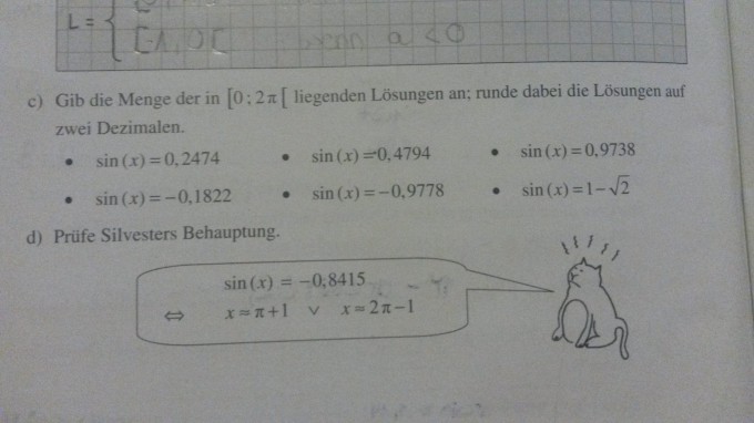 Habe Probleme bei Sinus: sin(x) = 0,2474 im Intervall [0 ...