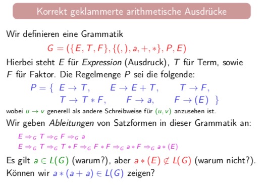 Klammern - Korrekte Klammerung: Bedeutung der Klammern bei w und u bei der  Sprache K