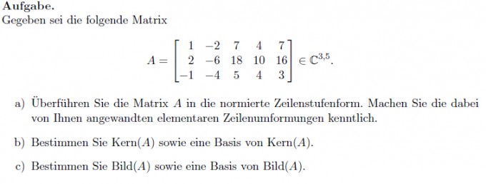 Aufgabe: nominierte Zeilenstufenform | Mathelounge
