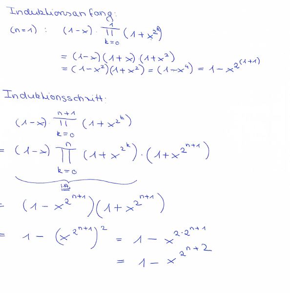 Vollständige Induktion ∑_(k=1)^n x^{n-k} y^{k-1} = (x^n - y^n)/(x-y)