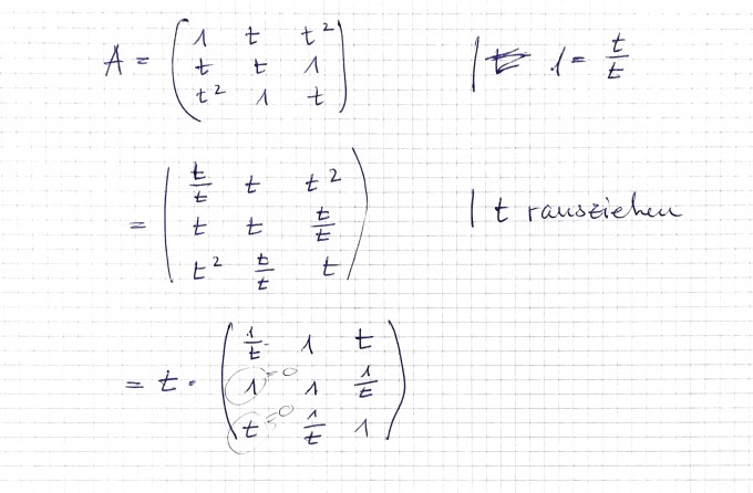 Matrix A in Abhängigkeit von t Bestimme den Rang. Ich komme nicht