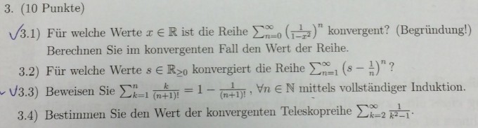 Für welche Werte x konvergiert die Reihe ∑_(n=0)^{∞} (1/(1 ...