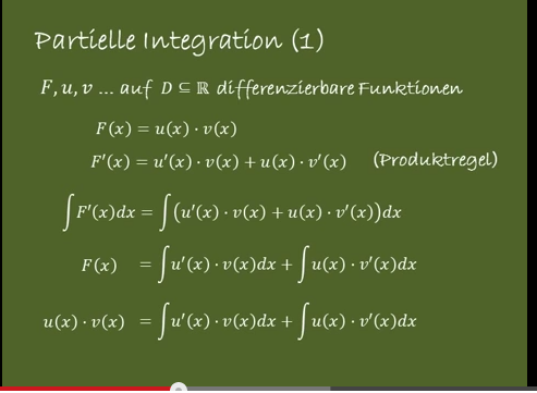 Partielle Integration F(x)=u(x)*v(x)