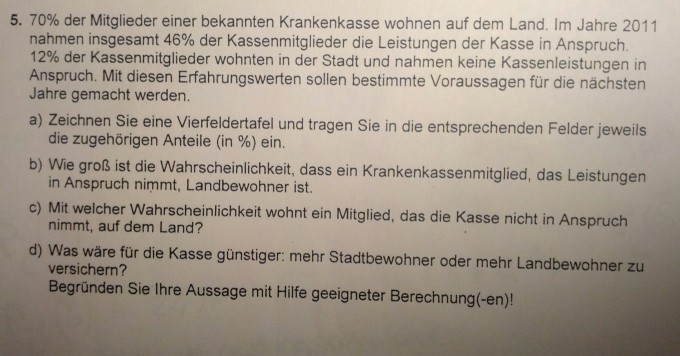 Aufgabe Mit Bedingter Wahrscheinlichkeit B Und C Bereits In Der