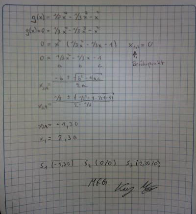 Lösung Berechnung von Extremstellen