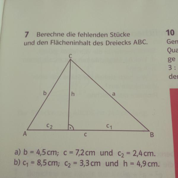 Satz des Pythagoras zum Berechnen einer Dreiecksfläche und ...