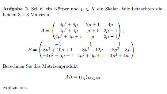Matrizenprodukt berechnen für... | Mathelounge
