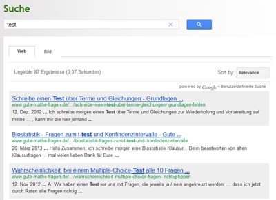 screenshot benutzerdefinierte google suche