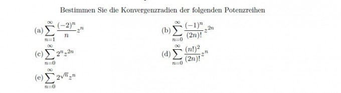 Bestimmen Sie Die Konvergenzradien Mathelounge