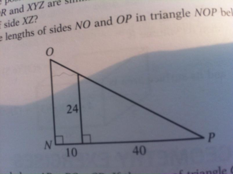 Es sollen bei diesem Dreieck die Längen der Seiten NO und OP des Dreiecks NOP berechnet werden. Ich habe leider keine Ahnung wie man hier vorgeht ...