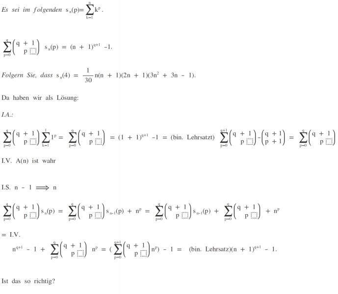 Zeigen Sie durch Induktion über n und mit Hilfe des binomischen ...