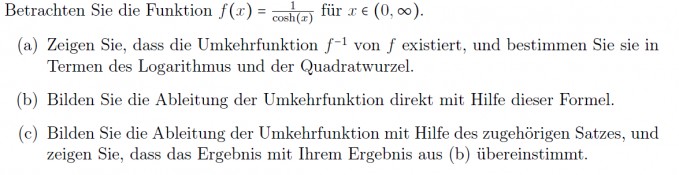 Ableitung der Umkehrfunktion von 1/cosh(x) bestimmen | Mathelounge
