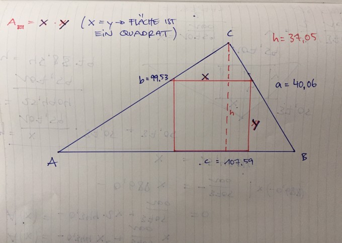 Quadrat im rechtwinkeligen Dreieck | Mathelounge