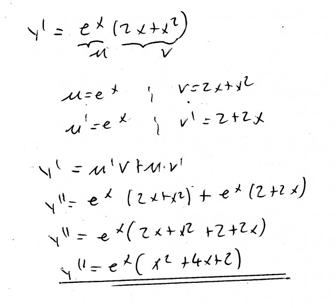 Die zweite Ableitung von f'(x)= e^x(2x+x^2) | Mathelounge