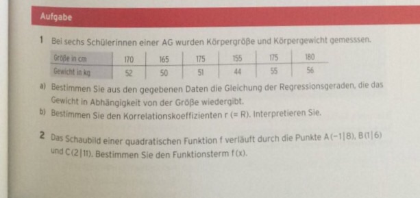 Regression Berechnen Beispiel Schulerinnen Einer Ag Korpergrosse Und Korpergewicht Mathelounge