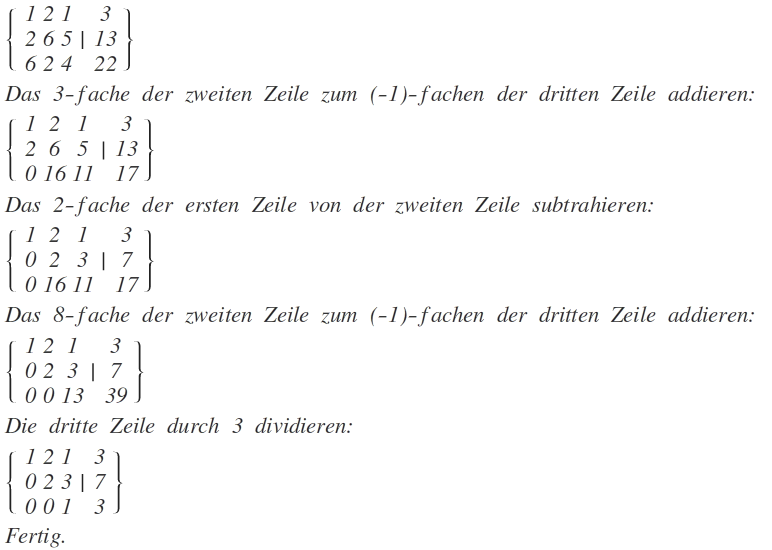 Gauß-Verfahren am Beispiel der Aufgabenstellung