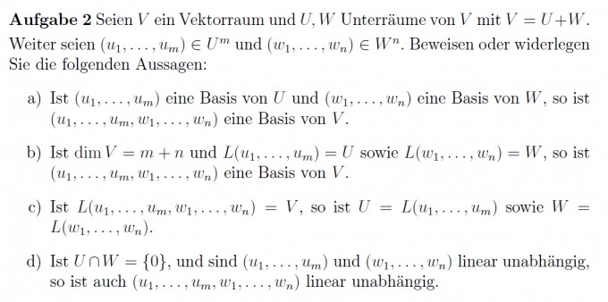 Vektorraum, Basis, linear unabhängig (Mit eigener Idee ...