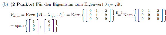 Kern einer Matrix berechnen und als span angeben ...
