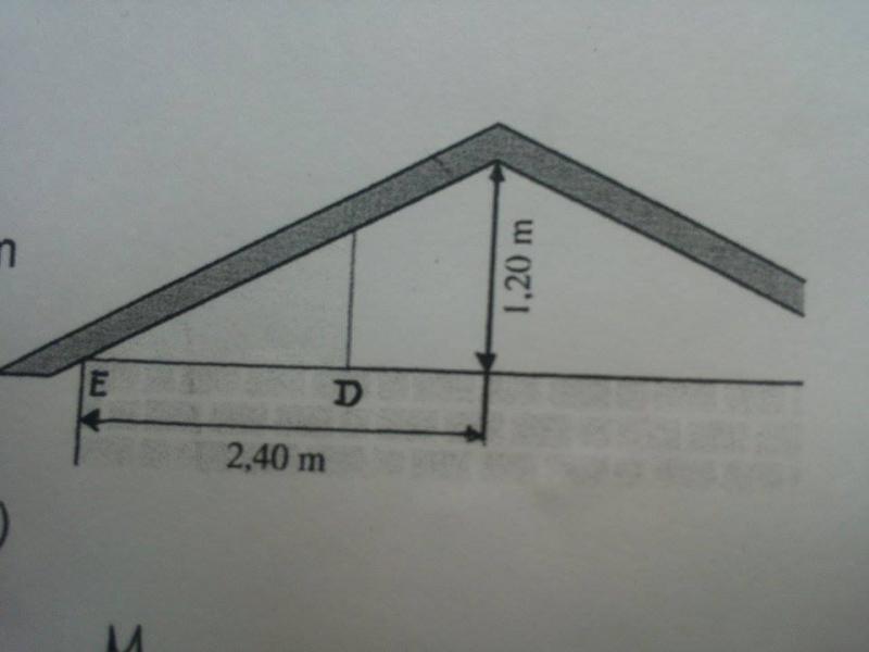 In einem 1,20m hohen Dachstuhl soll eine 80cm hohe Stütze aufgestellt werden. Berechnen sie, in welchem Abstand vom Dachstuhlende E die Stütze einzufügen ist